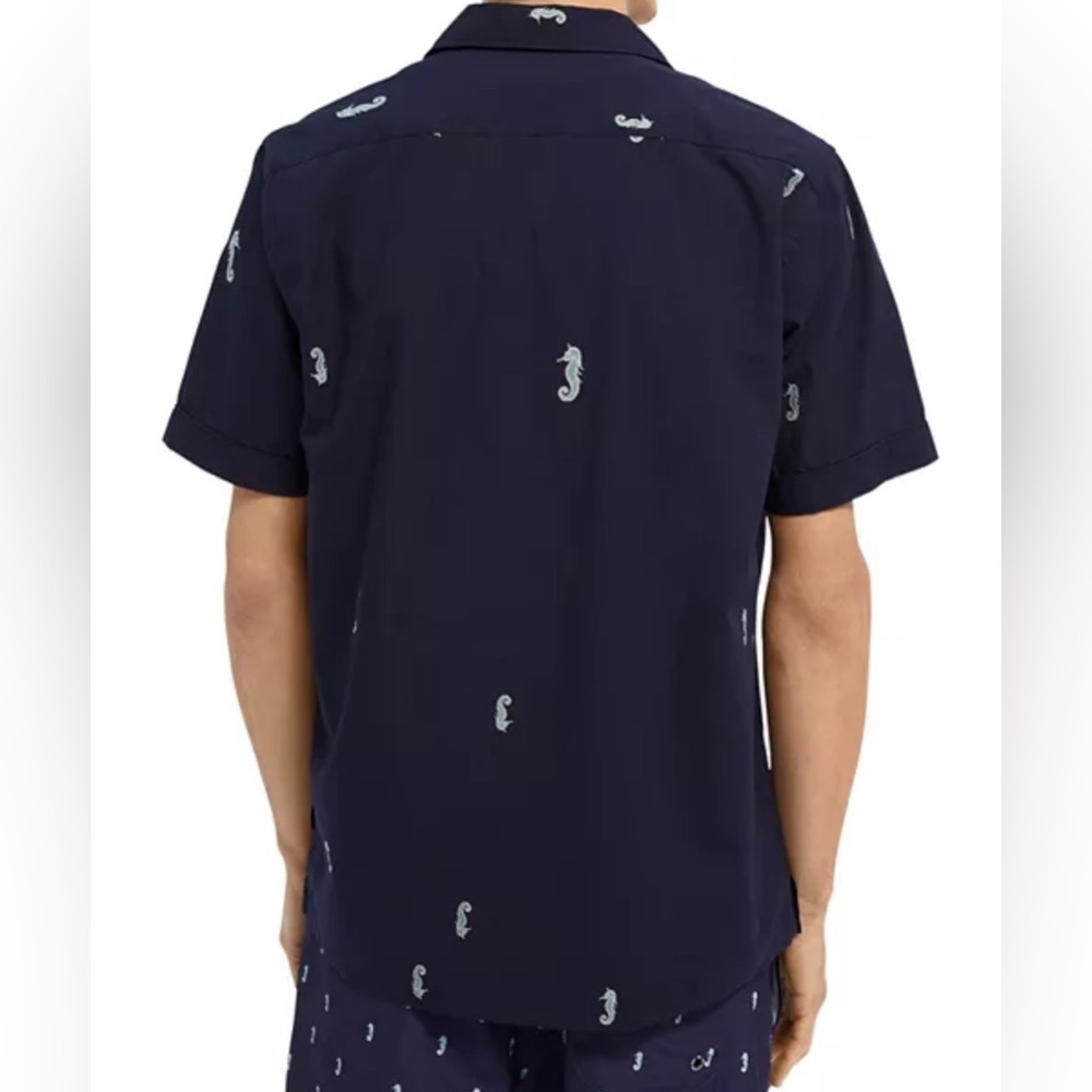Scotch & Soda Navy Blue SS Seahorse Casual Button Down Shirt Size: Medium - Picture 4 of 4